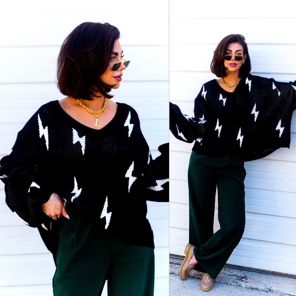 Black and White Lightning Sweater